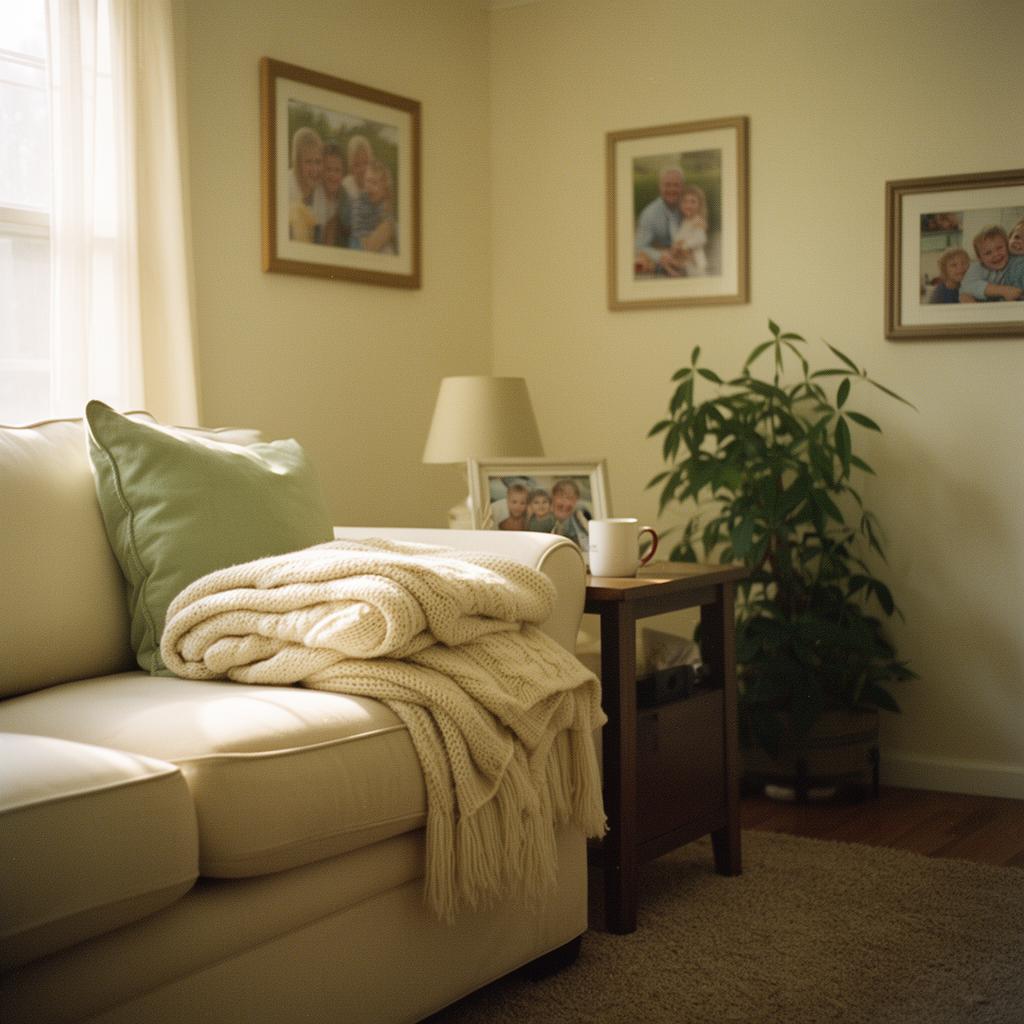 A calm, freshly reset living room with soft afternoon light