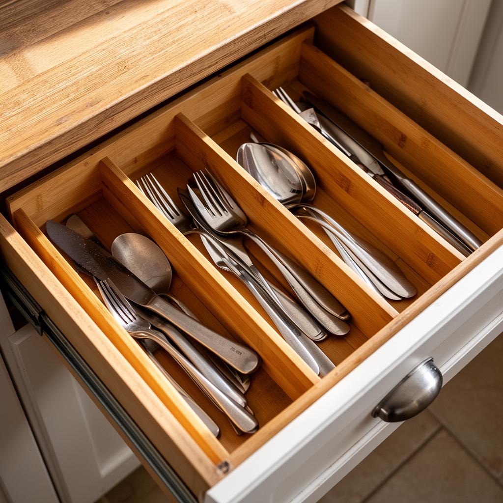 Drawer with bamboo dividers